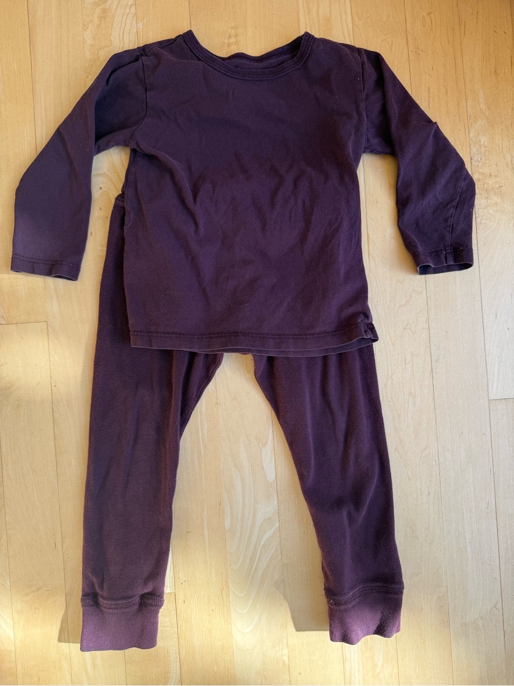 Mini Mioche organic cotton Kids Long Sleeve Pajama Set - Deep Plum 1-2 year